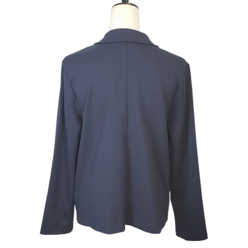 J. Jill Wearever Button Front Jacket Pockets Navy Blue Sz M Career Classic - Picture 5 of 14